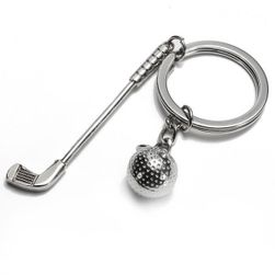 Obesek za ključe v obliki žogice za golf in palice