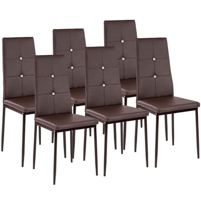 6 Krzesła do jadalni, ozdobione dżetami w kolorze cappuccino ZO_402544 1