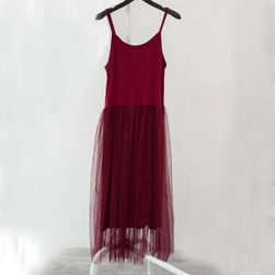 Letnia długa sukienka z tiulową spódnicą - 6 kolorów