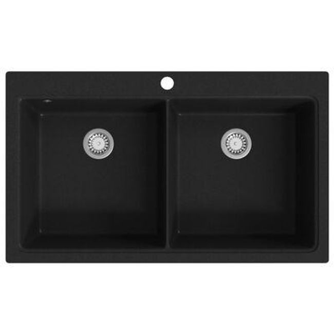 Kuhinjski sudoper s dvostrukim sudoperom granitno crni ZO_141675-A 1