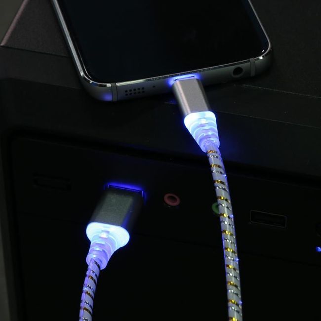 Világító micro USB adatkábel - 1 m - 5 szín 1