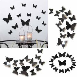 3D motýlci na zeď - černá barva
