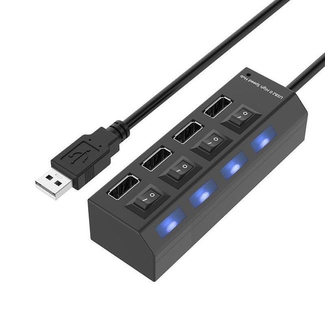 Hub USB cu 4 porturi și întrerupător - 2 culori 1