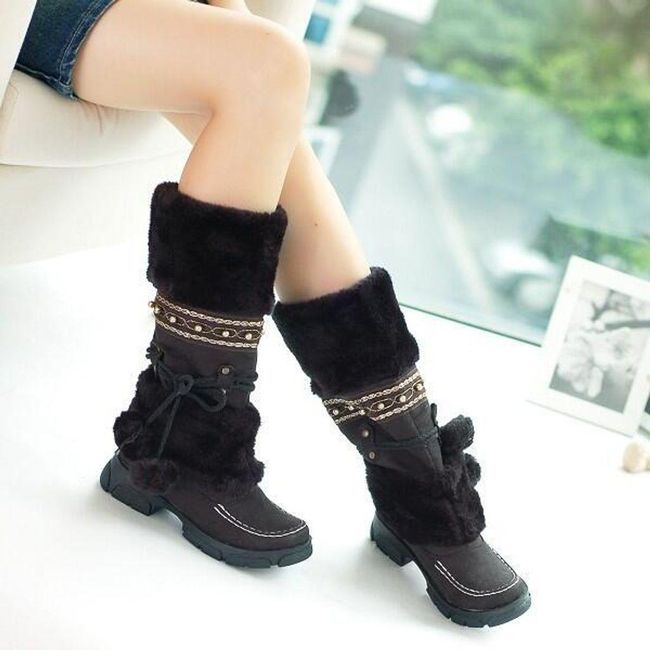 Дамски ботуши с кожено палто Black_size 5.5, Размери на обувките: ZO_236952-35 1