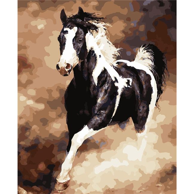 Malování podle čísel - běžící kůň 1