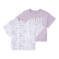 Памучна тениска за момичета 2бр (лилаво/бяло) ZO_258803