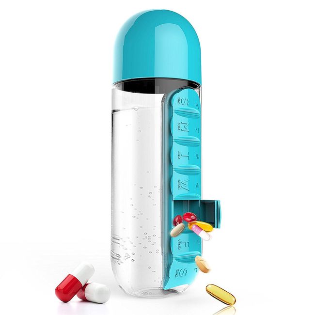 Sticlă de apă cu organizator de medicamente 1