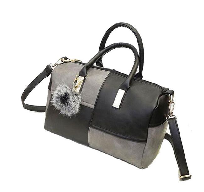 Дамска чанта в интересна цветова комбинация - черно-сив цвят 1