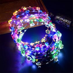 Cvetlični venček za lase z LED lučkami - različne barve