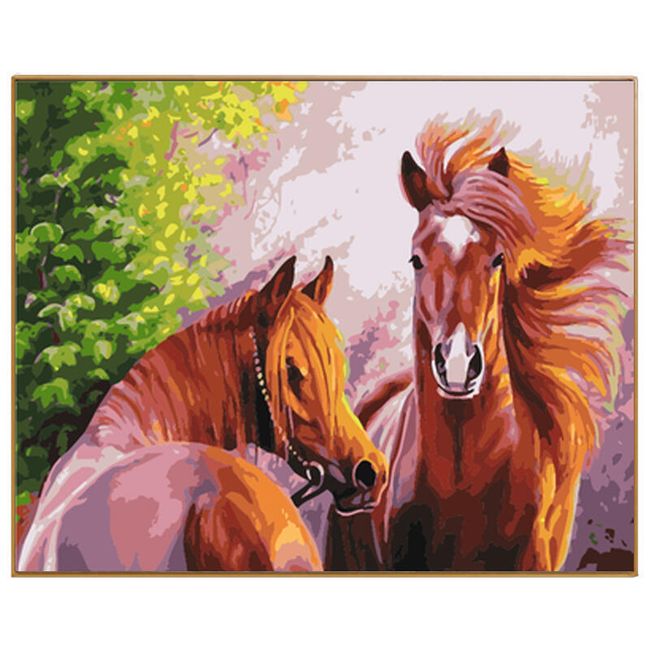 Malování podle čísel - pár koní 1
