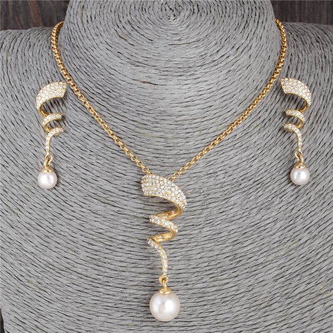 Súprava šperkov - Špirála s perličkou 1