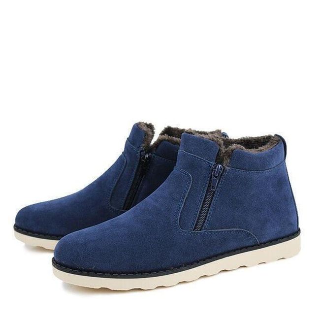 Pánske semišové zimné topánky s kožušinou - modré - 41 ZO_ST05282 1