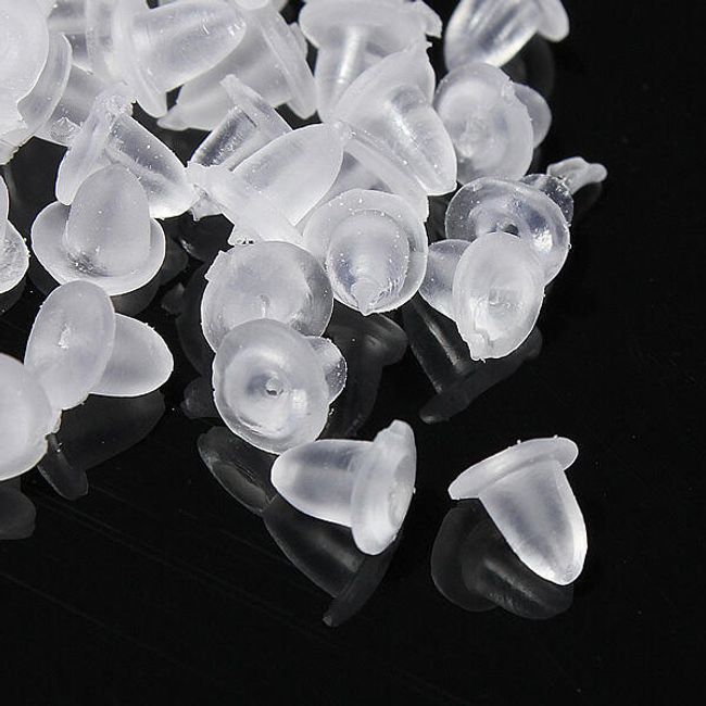 Dopuri transparente de silicon pentru cercei - 100 buc. 1