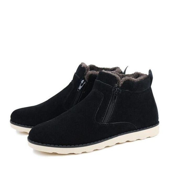 Męskie zamszowe buty na zimę z futerkiem - 3 kolory Czarny - 41, Rozmiary: ZO_234705-40 1