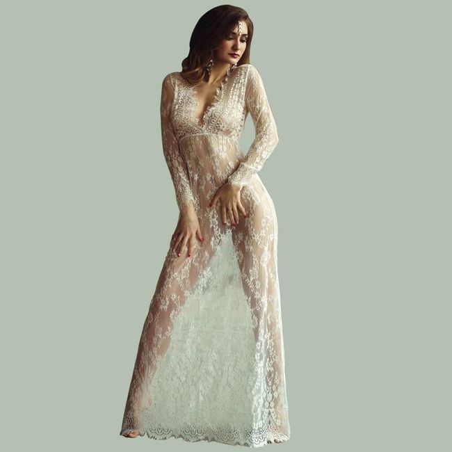 Rochie transparentă cu dantelă - 9 culori 1