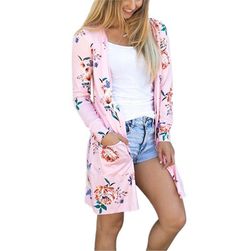 Cardigan cu buzunare și model floral - diverse culori