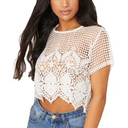 Áttetsző csipke crop top