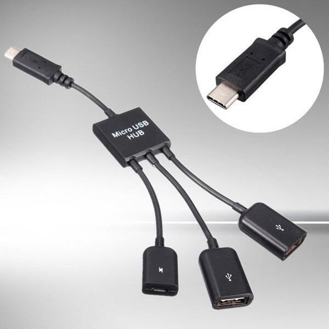 Micro USB hub se 3 porty v černé barvě 1