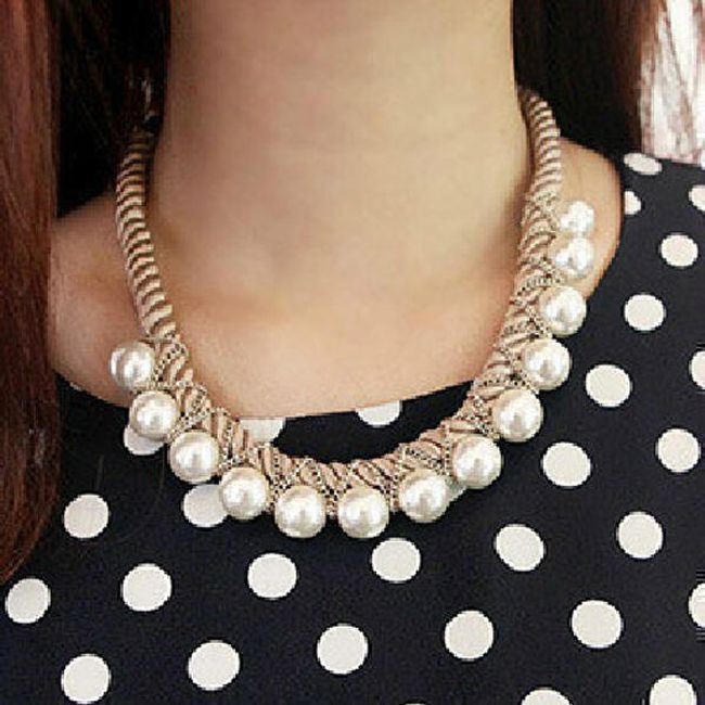 Náhrdelník s imitací provazu s perlami 1
