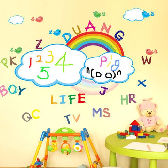 Detská nálepka na stenu - farebné písmená a čísla 1