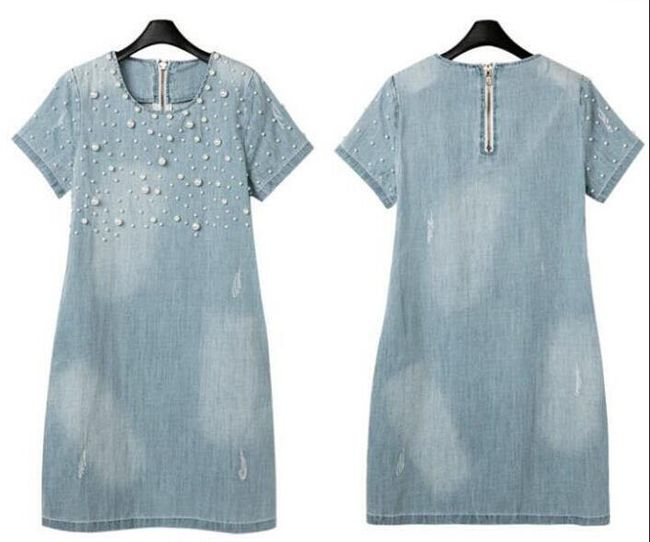 Dámské džínové šaty s perličkami - velikost č. 2 1