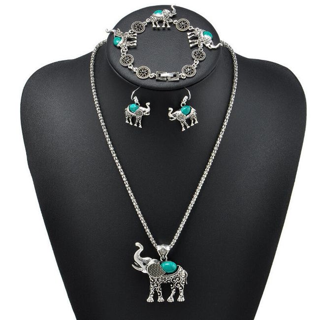 Komplet biżuterii ze słoniami - 2 kolory 1