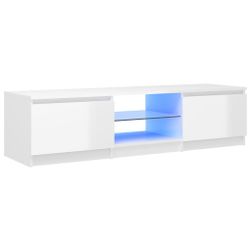 Шкаф за телевизор с LED осветление, бял, висок гланц 140 x 40 x 35,5 cm ZO_822680-A