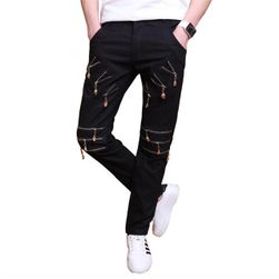 Pantaloni slim fit pentru bărbați cu fermoar