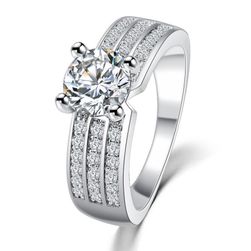 Дамски пръстен с прозрачни камъни - 2 цвята
