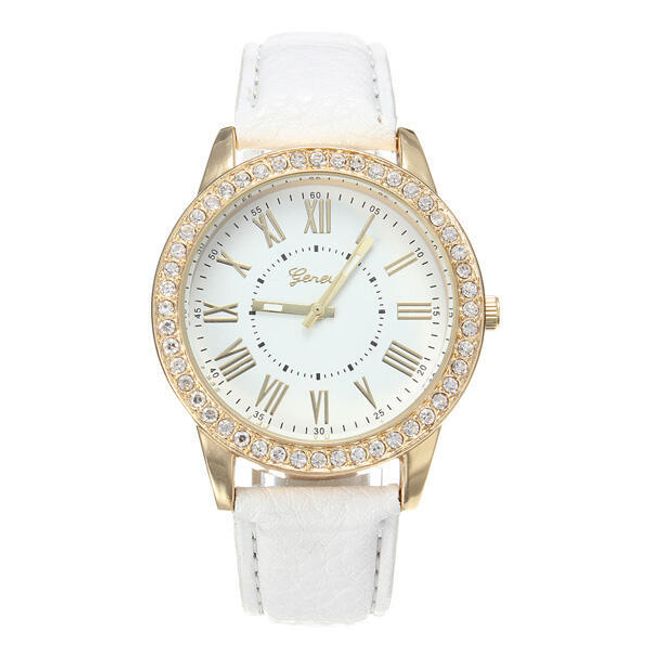 Дамски часовник с голям циферблат - бял цвят 1