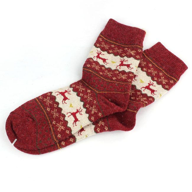 Teplé vánoční ponožky se sobem - různé barvy 1