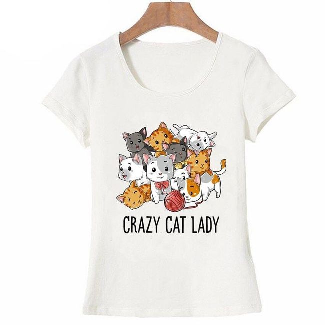 Női rövid ujjú trikó Crazy Cat Lady 1