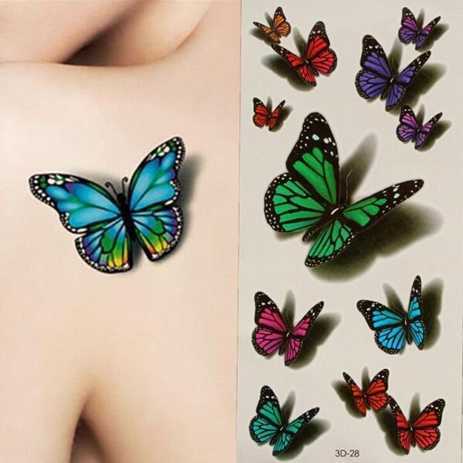 Tymczasowy tatuaż - motyle 3D 1