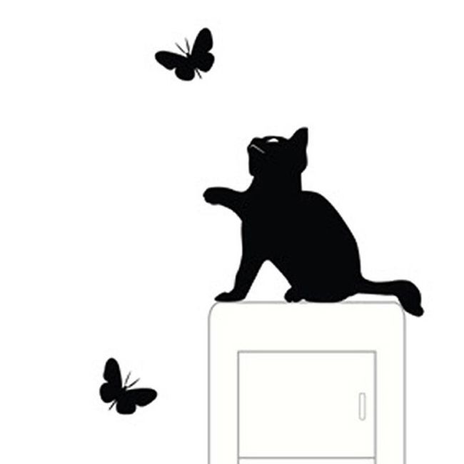 Samolepka na zeď pro ozdobu vypínače - kočička 1
