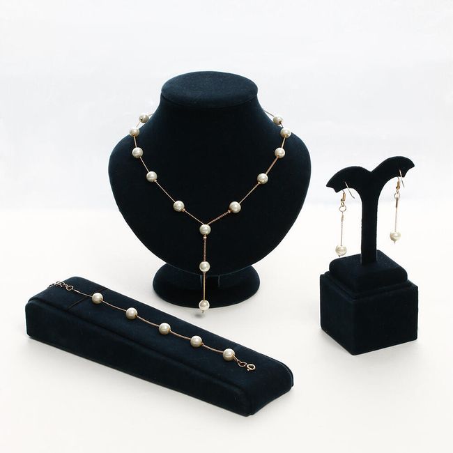 Luksusowy komplet biżuterii ze sztucznymi perełkami 1