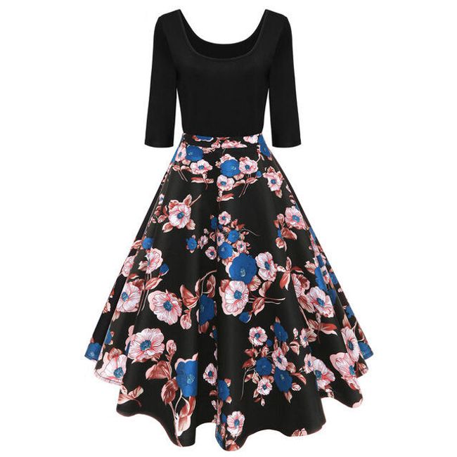 Retro haljina sa cvjetnom suknjom - 5 varijanti 1