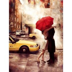 Malowanie po numerach - pocałunek pod parasolem
