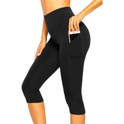 Női 3/4-es sport leggings két zsebbel, fekete, XS - XXL méretben: ZO_25db2fb8-f9dc-11ee-ad1e-aa0256134491