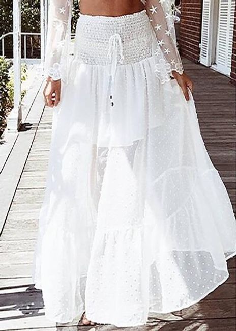 Bílá sukně s vysokým pasem - 3 velikosti 1