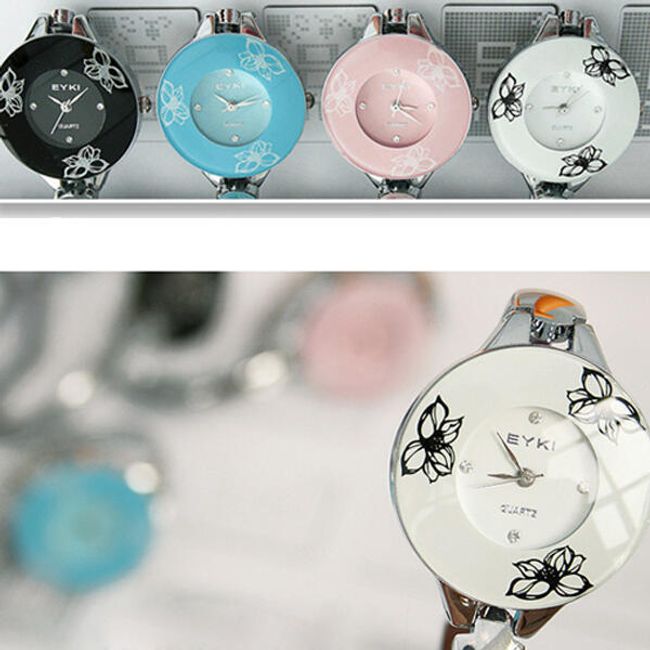 Elegantní dámské náramkové hodinky s motivem lotosových květů ve 4 barvách 1