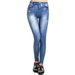 Jeggings albastre pentru femei cu modele diferite