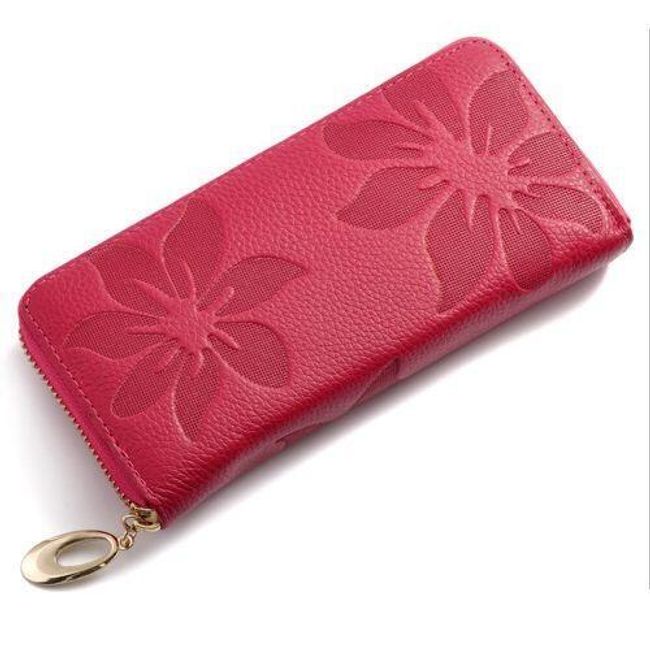 Dlhá peňaženka s kvetinovým reliéfom - rôzne farby 1