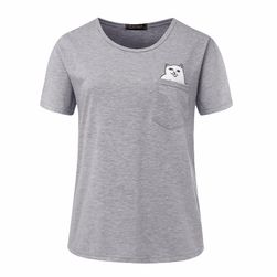 Koszulka unisex z kotem w kieszonce - 6 kolorów