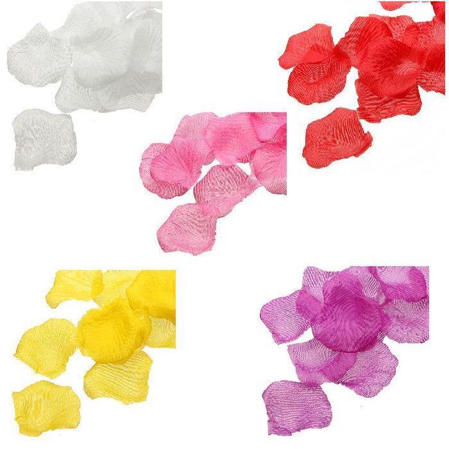 Dekorativní konfety - okvětní lístky růže v 5 barvách - 1000 ks 1