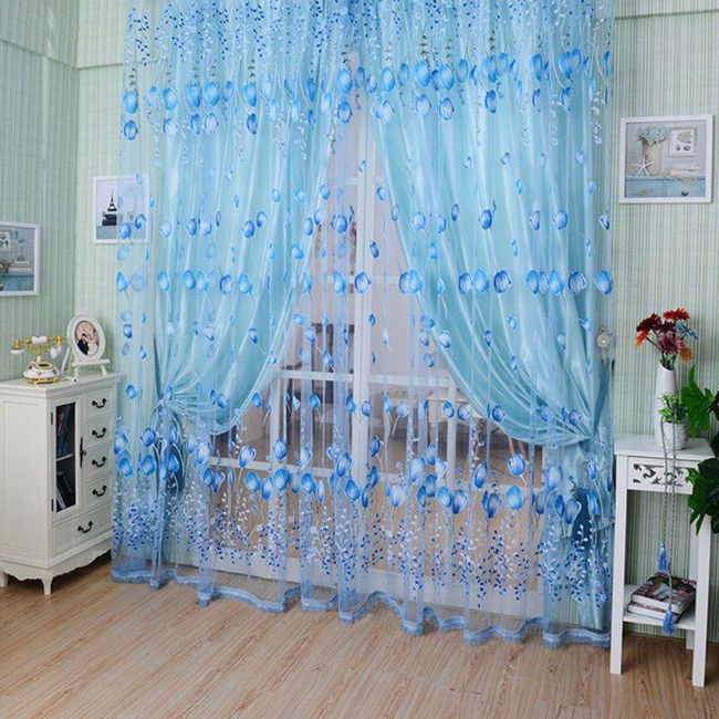 Завеса с мотиви на лалета - 3 цвята Синьо ZO_ST00781 1