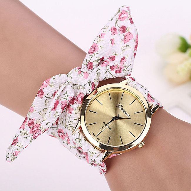 Dámske hodinky so kvetinovou stuhou - rôzne farby 1
