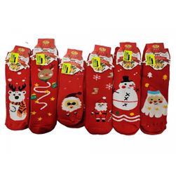 Детски чорапи с коледен мотив, червени, 1 чифт, размери ДЕТСКИ: ZO_255157-31-35
