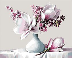 Образът на ваза с цвете - рисуване по номера