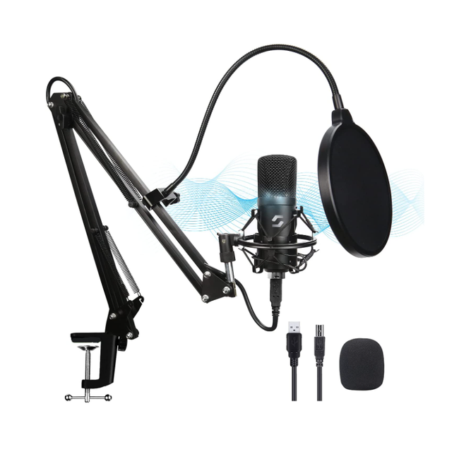 USB stúdió mikrofon készlet állítható karral állványra szerelhető állványhoz ZO_98-1E10282 1