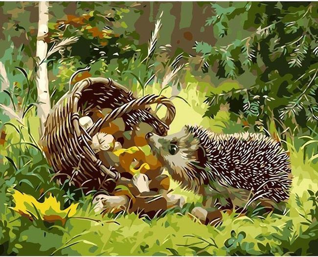 DIY obraz - ježek v lese 1